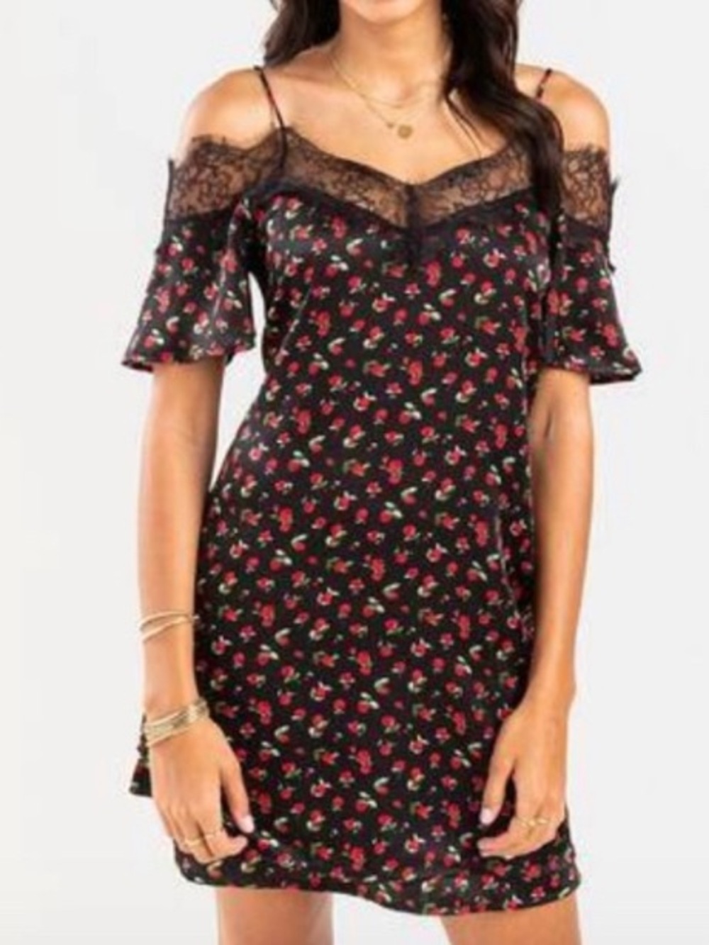 Mi Ami  Francesca’s floral Rose lace mini dress Romantic feminine fairy core